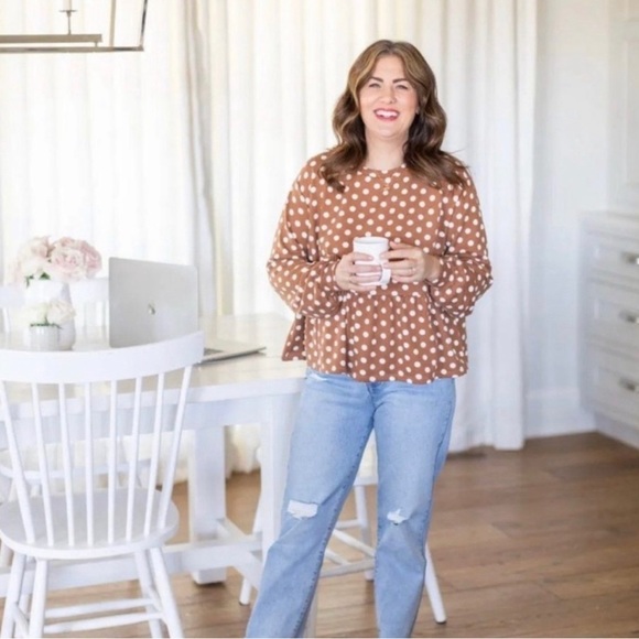 Jillian Harris x Joe Fresh polka dot peplum top - Picture 2 of 3
